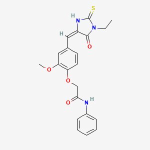 2-{4-[(1-ethyl-5-oxo-2-thioxo-4-imidazolidinylidene)methyl]-2-methoxyphenoxy}-N-phenylacetamide