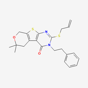 12,12-dimethyl-4-(2-phenylethyl)-5-prop-2-enylsulfanyl-11-oxa-8-thia-4,6-diazatricyclo[7.4.0.02,7]trideca-1(9),2(7),5-trien-3-one