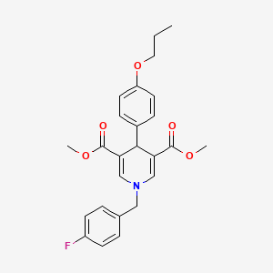 molecular formula C25H26FNO5 B4678793 3,5-DIMETHYL 1-[(4-FLUOROPHENYL)METHYL]-4-(4-PROPOXYPHENYL)-1,4-DIHYDROPYRIDINE-3,5-DICARBOXYLATE 