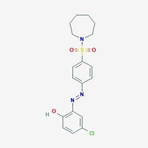 molecular formula C18H20ClN3O3S B467885 2-{[4-(1-Azepanylsulfonyl)phenyl]diazenyl}-4-chlorophenol 