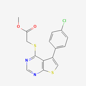 molecular formula C15H11ClN2O2S2 B4678854 Methyl 2-[5-(4-chlorophenyl)thieno[2,3-d]pyrimidin-4-yl]sulfanylacetate 