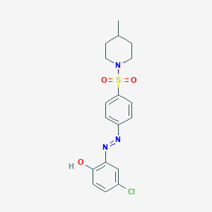 molecular formula C18H20ClN3O3S B467886 4-Chloro-2-({4-[(4-methyl-1-piperidinyl)sulfonyl]phenyl}diazenyl)phenol 