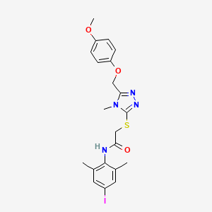 molecular formula C21H23IN4O3S B4678890 N-(4-iodo-2,6-dimethylphenyl)-2-({5-[(4-methoxyphenoxy)methyl]-4-methyl-4H-1,2,4-triazol-3-yl}sulfanyl)acetamide 