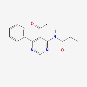 N-(5-acetyl-2-methyl-6-phenyl-4-pyrimidinyl)propanamide