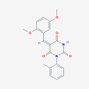 (5E)-5-[(2,5-dimethoxyphenyl)methylidene]-1-(2-methylphenyl)-1,3-diazinane-2,4,6-trione