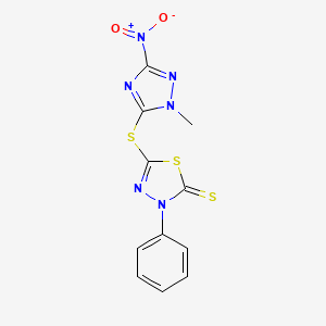 molecular formula C11H8N6O2S3 B4678983 5-[(2-Methyl-5-nitro-1,2,4-triazol-3-yl)sulfanyl]-3-phenyl-1,3,4-thiadiazole-2-thione CAS No. 461429-52-7