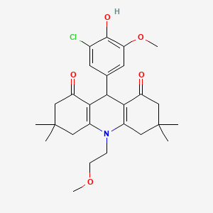 molecular formula C27H34ClNO5 B4679024 9-(3-chloro-4-hydroxy-5-methoxyphenyl)-10-(2-methoxyethyl)-3,3,6,6-tetramethyl-3,4,6,7,9,10-hexahydro-1,8(2H,5H)-acridinedione 