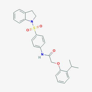 molecular formula C25H26N2O4S B467904 N-[4-(2,3-dihydro-1H-indol-1-ylsulfonyl)phenyl]-2-(2-isopropylphenoxy)acetamide CAS No. 650620-45-4