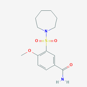 molecular formula C14H20N2O4S B4679074 3-(1-azepanylsulfonyl)-4-methoxybenzamide 