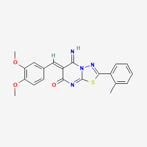 molecular formula C21H18N4O3S B4679093 6-(3,4-dimethoxybenzylidene)-5-imino-2-(2-methylphenyl)-5,6-dihydro-7H-[1,3,4]thiadiazolo[3,2-a]pyrimidin-7-one 