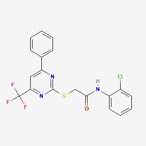 molecular formula C19H13ClF3N3OS B4679172 N-(2-chlorophenyl)-2-{[4-phenyl-6-(trifluoromethyl)-2-pyrimidinyl]thio}acetamide 