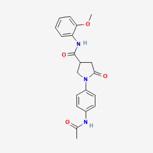 molecular formula C20H21N3O4 B4679185 1-[4-(acetylamino)phenyl]-N-(2-methoxyphenyl)-5-oxopyrrolidine-3-carboxamide 