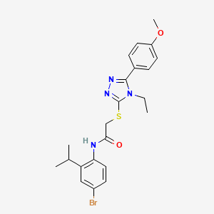 molecular formula C22H25BrN4O2S B4679221 N-[4-bromo-2-(propan-2-yl)phenyl]-2-{[4-ethyl-5-(4-methoxyphenyl)-4H-1,2,4-triazol-3-yl]sulfanyl}acetamide 