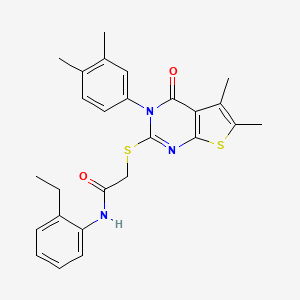 2-{[3-(3,4-dimethylphenyl)-5,6-dimethyl-4-oxo-3,4-dihydrothieno[2,3-d]pyrimidin-2-yl]sulfanyl}-N-(2-ethylphenyl)acetamide