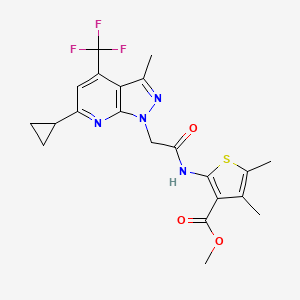 METHYL 2-({2-[6-CYCLOPROPYL-3-METHYL-4-(TRIFLUOROMETHYL)-1H-PYRAZOLO[3,4-B]PYRIDIN-1-YL]ACETYL}AMINO)-4,5-DIMETHYL-3-THIOPHENECARBOXYLATE