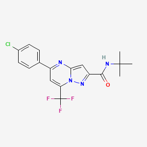 molecular formula C18H16ClF3N4O B4679278 N-(tert-butyl)-5-(4-chlorophenyl)-7-(trifluoromethyl)pyrazolo[1,5-a]pyrimidine-2-carboxamide 