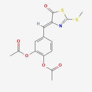 molecular formula C15H13NO5S2 B4679296 4-{[2-(methylthio)-5-oxo-1,3-thiazol-4(5H)-ylidene]methyl}-1,2-phenylene diacetate 