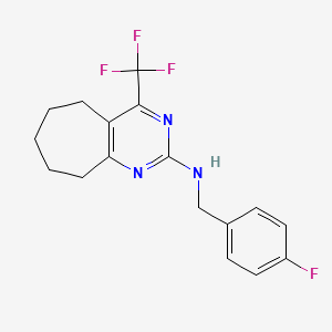 N-[(4-FLUOROPHENYL)METHYL]-4-(TRIFLUOROMETHYL)-5H,6H,7H,8H,9H-CYCLOHEPTA[D]PYRIMIDIN-2-AMINE