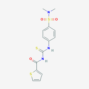molecular formula C14H15N3O3S3 B468076 N-[({4-[(dimethylamino)sulfonyl]phenyl}amino)carbonothioyl]-2-thiophenecarboxamide CAS No. 650585-30-1