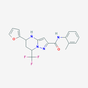 molecular formula C19H17F3N4O2 B468122 5-(furan-2-yl)-N-(2-methylphenyl)-7-(trifluoromethyl)-4,5,6,7-tetrahydropyrazolo[1,5-a]pyrimidine-2-carboxamide 