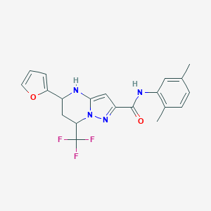 molecular formula C20H19F3N4O2 B468123 N-(2,5-dimethylphenyl)-5-(2-furyl)-7-(trifluoromethyl)-4,5,6,7-tetrahydropyrazolo[1,5-a]pyrimidine-2-carboxamide 