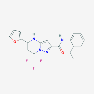 molecular formula C20H19F3N4O2 B468124 N-(2-ethylphenyl)-5-(furan-2-yl)-7-(trifluoromethyl)-4,5,6,7-tetrahydropyrazolo[1,5-a]pyrimidine-2-carboxamide 