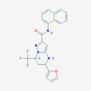 molecular formula C22H17F3N4O2 B468125 5-(2-furyl)-N-(1-naphthyl)-7-(trifluoromethyl)-4,5,6,7-tetrahydropyrazolo[1,5-a]pyrimidine-2-carboxamide 