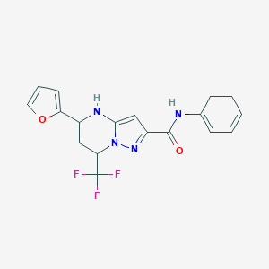molecular formula C18H15F3N4O2 B468128 5-(2-furyl)-N-phenyl-7-(trifluoromethyl)-4,5,6,7-tetrahydropyrazolo[1,5-a]pyrimidine-2-carboxamide 