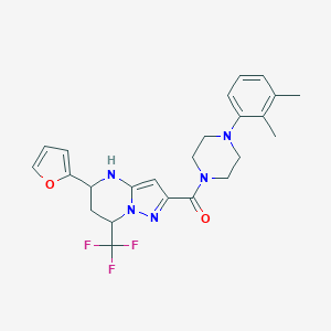 molecular formula C24H26F3N5O2 B468129 [4-(2,3-Dimethyl-phenyl)-piperazin-1-yl]-(5-furan-2-yl-7-trifluoromethyl-4,5,6,7-tetrahydro-pyrazolo[1,5-a]pyrimidin-2-yl)-methanone 