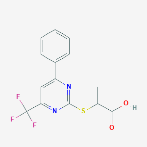molecular formula C14H11F3N2O2S B468228 2-{[4-Phenyl-6-(trifluoromethyl)pyrimidin-2-yl]-thio}propanoic acid CAS No. 505054-76-2