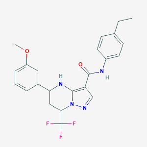 molecular formula C23H23F3N4O2 B468285 N-(4-ethylphenyl)-5-(3-methoxyphenyl)-7-(trifluoromethyl)-4,5,6,7-tetrahydropyrazolo[1,5-a]pyrimidine-3-carboxamide 