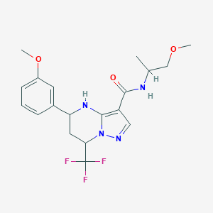molecular formula C19H23F3N4O3 B468289 5-(3-methoxyphenyl)-N-(1-methoxypropan-2-yl)-7-(trifluoromethyl)-4,5,6,7-tetrahydropyrazolo[1,5-a]pyrimidine-3-carboxamide 