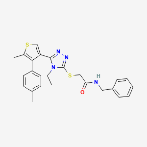 molecular formula C25H26N4OS2 B4684085 N-benzyl-2-({4-ethyl-5-[5-methyl-4-(4-methylphenyl)-3-thienyl]-4H-1,2,4-triazol-3-yl}thio)acetamide 