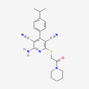 2-amino-4-(4-isopropylphenyl)-6-{[2-oxo-2-(1-piperidinyl)ethyl]thio}-3,5-pyridinedicarbonitrile