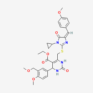 molecular formula C31H34N4O7S B4684116 ethyl 6-({[1-cyclopropyl-4-(4-methoxybenzylidene)-5-oxo-4,5-dihydro-1H-imidazol-2-yl]thio}methyl)-4-[4-methoxy-3-(methoxymethyl)phenyl]-2-oxo-1,2,3,4-tetrahydro-5-pyrimidinecarboxylate 