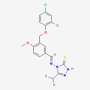 4-({3-[(2,4-dichlorophenoxy)methyl]-4-methoxybenzylidene}amino)-5-(difluoromethyl)-4H-1,2,4-triazole-3-thiol