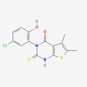 molecular formula C14H11ClN2O2S2 B4684348 3-(5-chloro-2-hydroxyphenyl)-2-mercapto-5,6-dimethylthieno[2,3-d]pyrimidin-4(3H)-one 