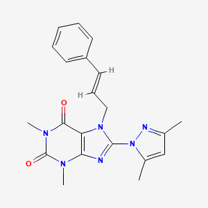 molecular formula C21H22N6O2 B4684364 8-(3,5-dimethyl-1H-pyrazol-1-yl)-1,3-dimethyl-7-(3-phenyl-2-propen-1-yl)-3,7-dihydro-1H-purine-2,6-dione 