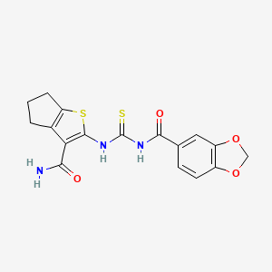 N-[(3-carbamoyl-5,6-dihydro-4H-cyclopenta[b]thiophen-2-yl)carbamothioyl]-1,3-benzodioxole-5-carboxamide