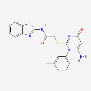 molecular formula C20H17N5O2S2 B4684400 2-{[6-AMINO-1-(3-METHYLPHENYL)-4-OXO-1,4-DIHYDRO-2-PYRIMIDINYL]SULFANYL}-N~1~-(1,3-BENZOTHIAZOL-2-YL)ACETAMIDE 