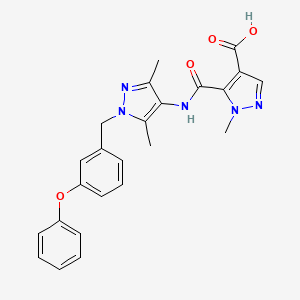 molecular formula C24H23N5O4 B4684453 5-({[3,5-dimethyl-1-(3-phenoxybenzyl)-1H-pyrazol-4-yl]amino}carbonyl)-1-methyl-1H-pyrazole-4-carboxylic acid 