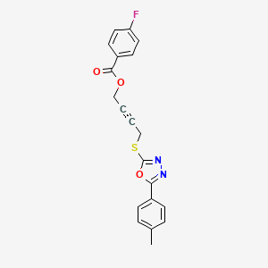 molecular formula C20H15FN2O3S B4684544 4-{[5-(4-methylphenyl)-1,3,4-oxadiazol-2-yl]thio}-2-butyn-1-yl 4-fluorobenzoate 