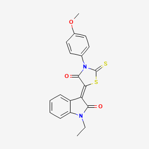 1-ethyl-3-[3-(4-methoxyphenyl)-4-oxo-2-thioxo-1,3-thiazolidin-5-ylidene]-1,3-dihydro-2H-indol-2-one