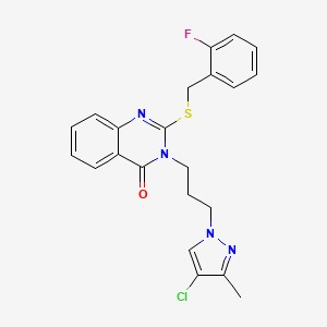 3-[3-(4-CHLORO-3-METHYL-1H-PYRAZOL-1-YL)PROPYL]-2-[(2-FLUOROBENZYL)SULFANYL]-4(3H)-QUINAZOLINONE