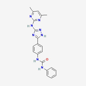 molecular formula C21H20N8O B4684671 N-(4-{3-[(4,6-dimethyl-2-pyrimidinyl)amino]-1H-1,2,4-triazol-5-yl}phenyl)-N'-phenylurea 