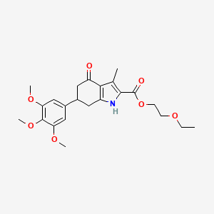 molecular formula C23H29NO7 B4684674 2-ethoxyethyl 3-methyl-4-oxo-6-(3,4,5-trimethoxyphenyl)-4,5,6,7-tetrahydro-1H-indole-2-carboxylate 