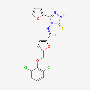 molecular formula C18H12Cl2N4O3S B4684707 4-[({5-[(2,6-dichlorophenoxy)methyl]-2-furyl}methylene)amino]-5-(2-furyl)-4H-1,2,4-triazole-3-thiol 