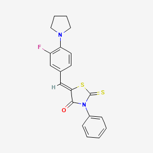 5-[3-fluoro-4-(1-pyrrolidinyl)benzylidene]-3-phenyl-2-thioxo-1,3-thiazolidin-4-one