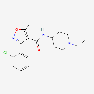 molecular formula C18H22ClN3O2 B4684827 3-(2-chlorophenyl)-N-(1-ethylpiperidin-4-yl)-5-methyl-1,2-oxazole-4-carboxamide 