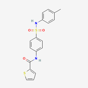 molecular formula C18H16N2O3S2 B4684955 N-{4-[(4-methylphenyl)sulfamoyl]phenyl}thiophene-2-carboxamide 